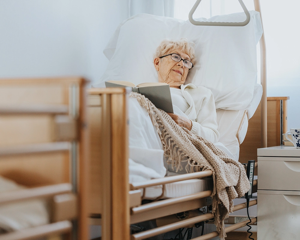 woman in hospital bed